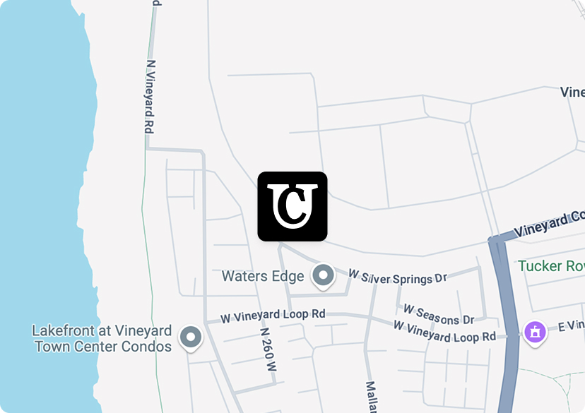 Map showing location of Utah City along the shores of Utah Lake.