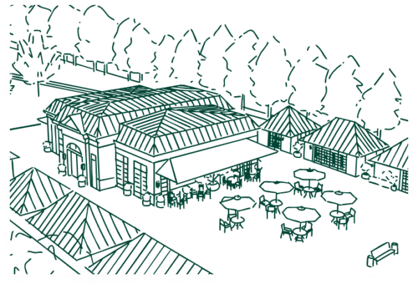 Line drawing of the Village at Utah City.